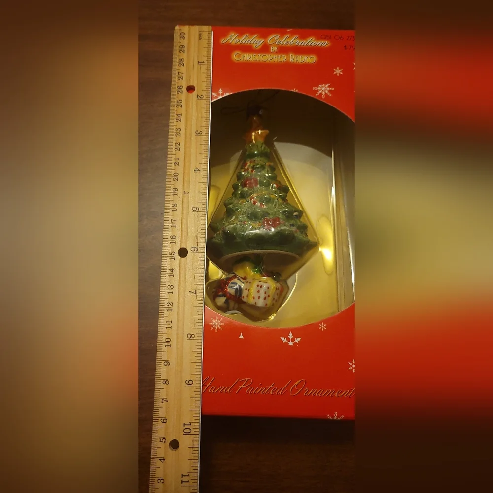 Vintage Holiday Celebration Christopher Radko Christmas Tree‎ Ceramic Ornament